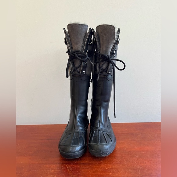 Ugg Belcloud 14” Tall Shearling Lined Leather/Suede LaceUp Waterproof Boots, 8.5 - Picture 2 of 13